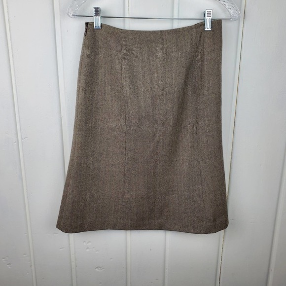 J. Crew A Line Fully Lined Brown Tweed Skirt Women's 2 - Picture 2 of 5